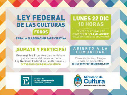 En Paraná, realizan el Foro Federal de las&nbsp;Culturas