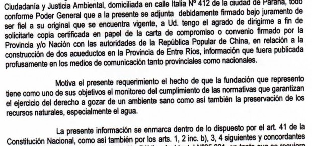 Acueducto chino campos norte entre ríos