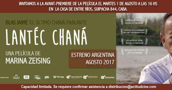 Cine: estrenan «Lantéc&nbsp;Chaná»