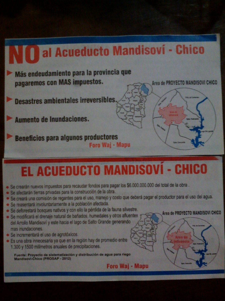 Rechazan el Acueducto Mandisoví&nbsp;Chico
