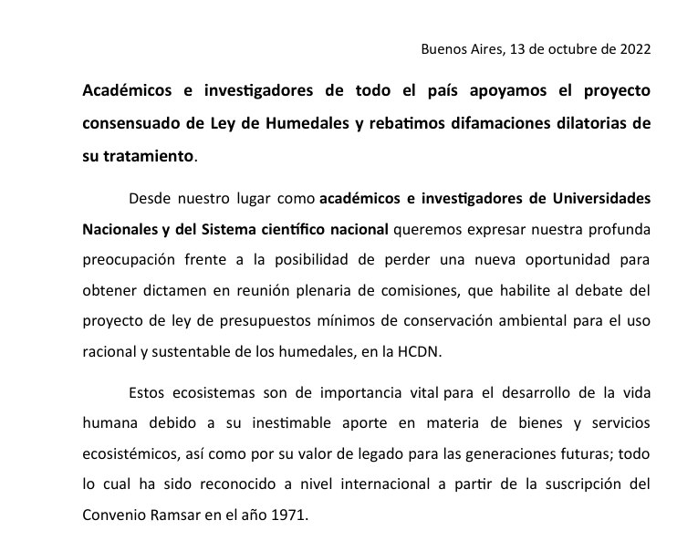 Carta de científicas y científicos&nbsp;argentinos